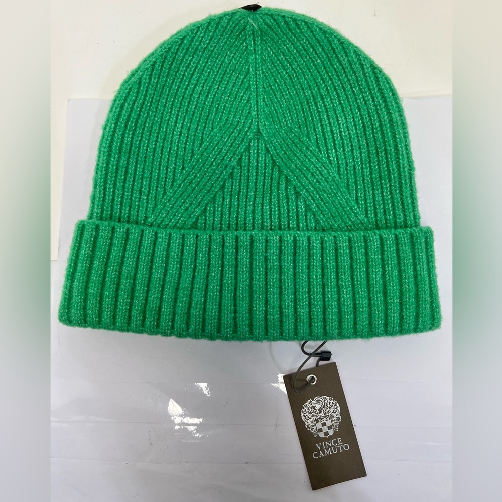 Vince Camuto Vibrant Green Ribbed Beanie